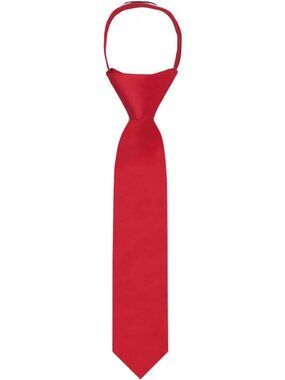 Jacob Alexander Boy's 11" Pretied Solid Color Zipper Tie - Red